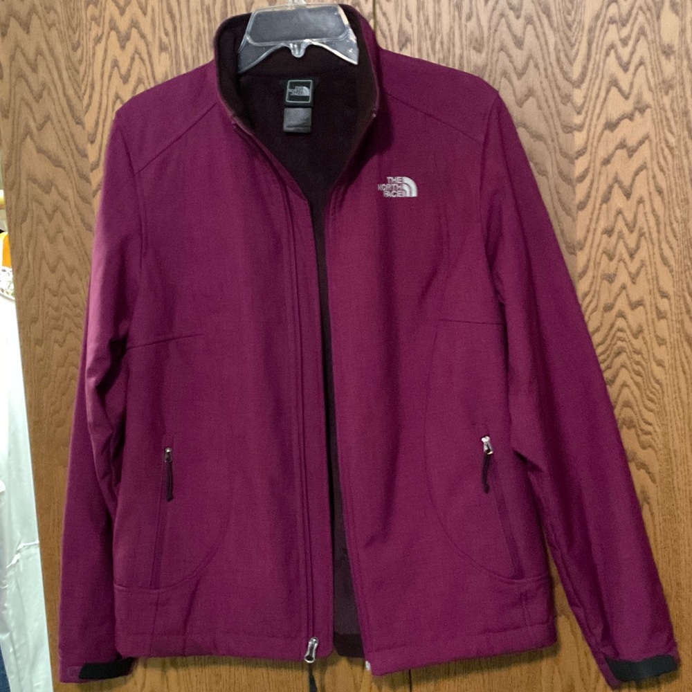 North Face Dark Pink Lined Zip Jacket Large